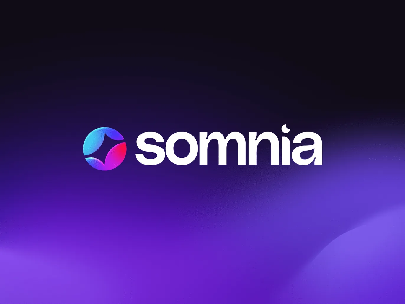 Before. The old Somnia logo, a gradient mark and wordmark on purple
