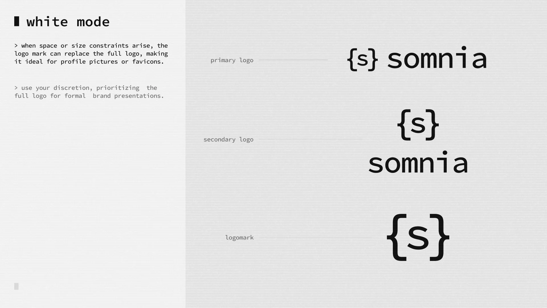 Logo lockups. Primary, secondary and logomark, in white mode