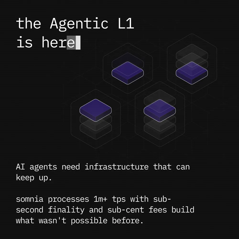 The agentic L1 is here: a post over purple voxels