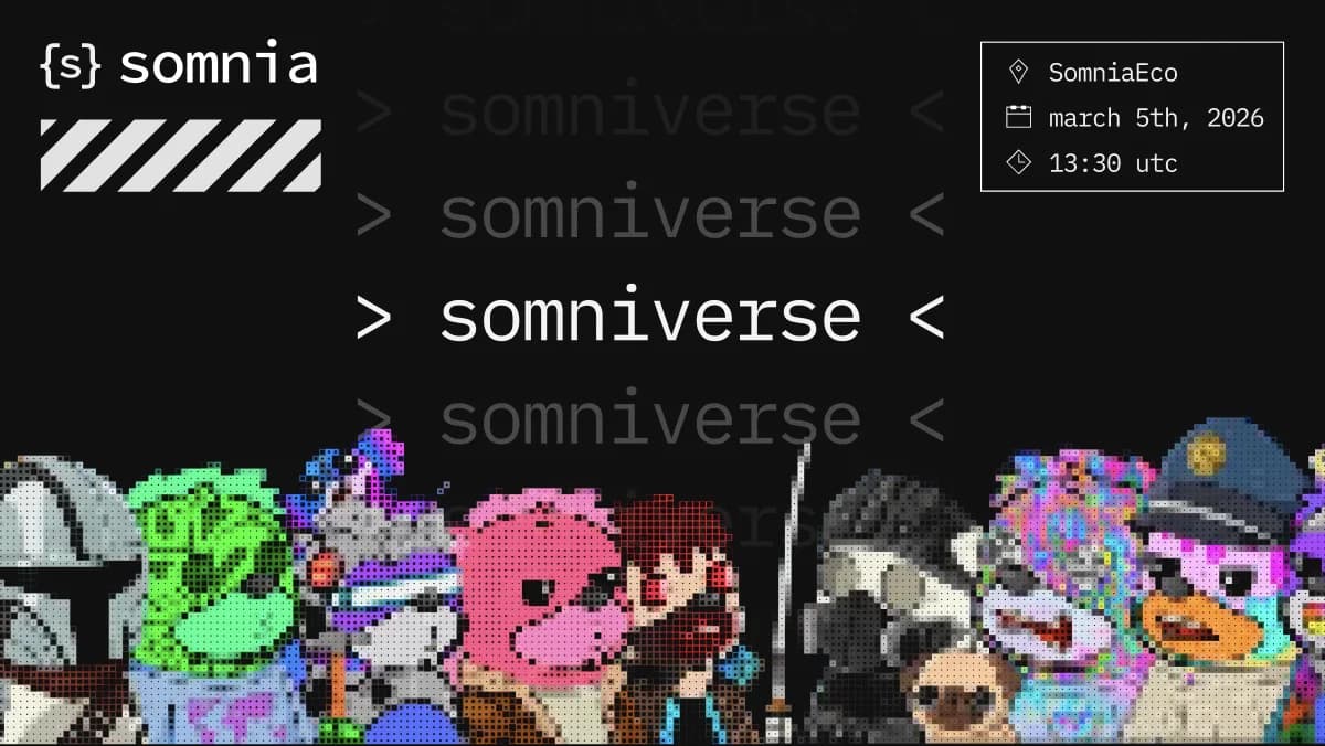 Somniaverse banner over a row of pixel characters