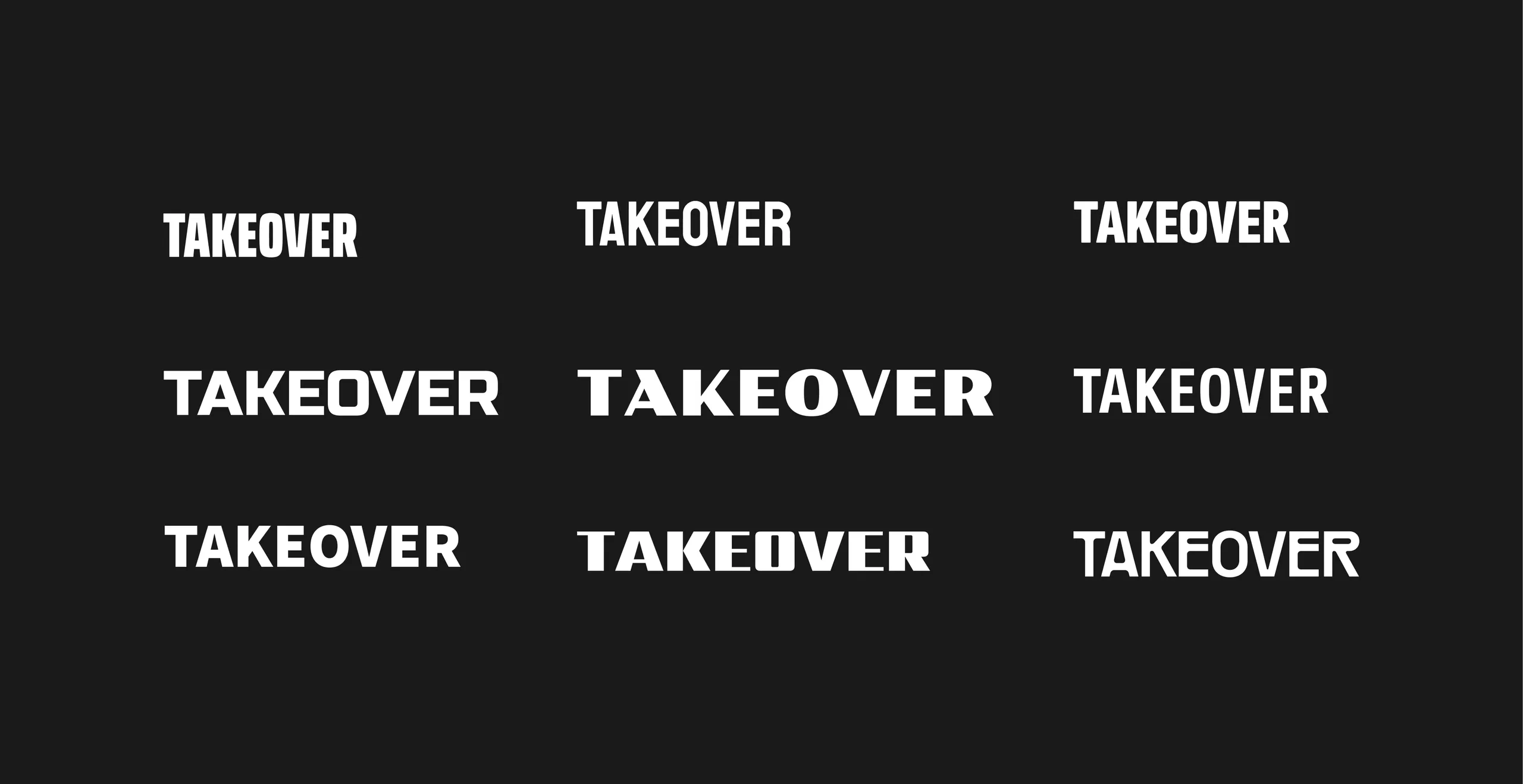 The wordmark set in every typeface tested