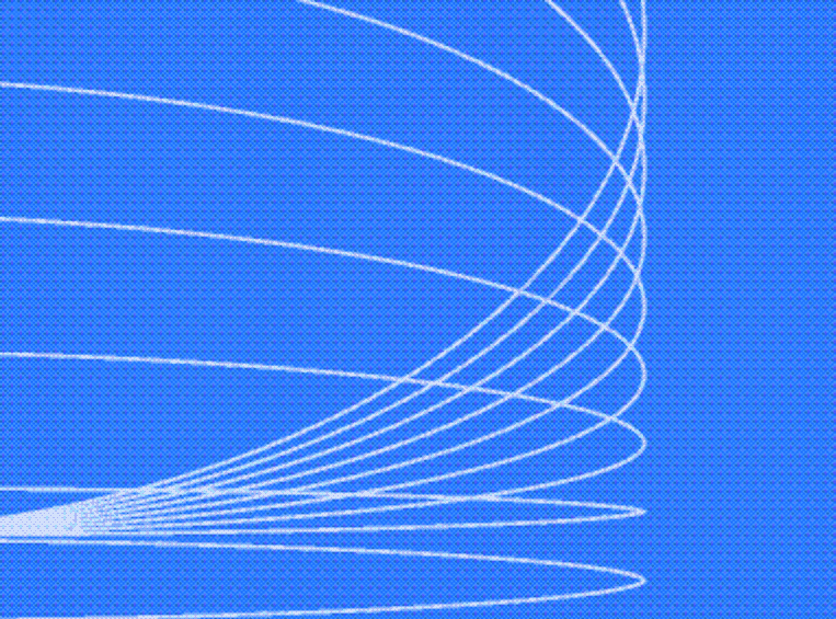 The blue direction: white rings over blue, dithered