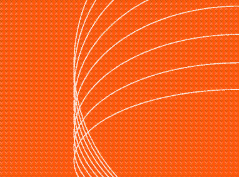 The orange direction: white rings over orange, dithered